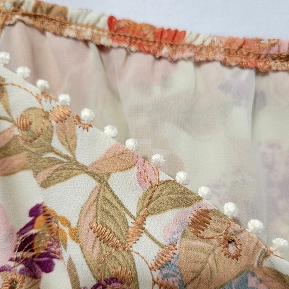 Torrid Georgette Floral Eyelet Smocked Boho Flouncy Milkmaid Coquette Blouse - Picture 9 of 14